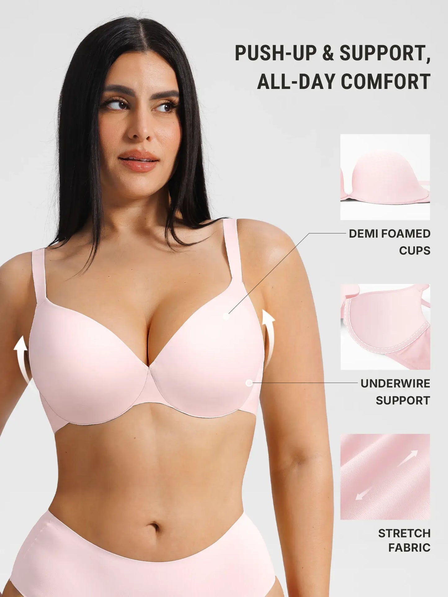 Push Up Lightly Lined Demi Bra